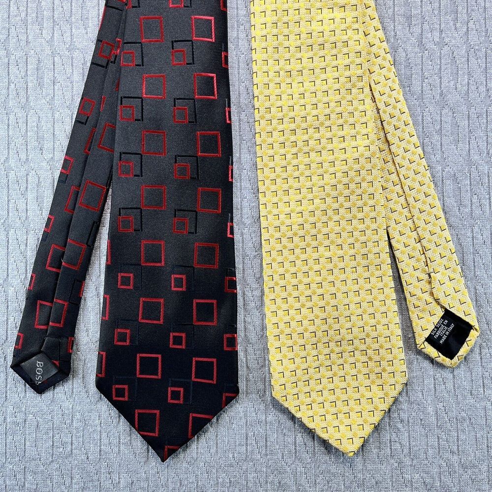 Hugo Boss 100% Silk Lot Of Two Pair Men's dress tie(58 1/2x4in.)(57x4in.)